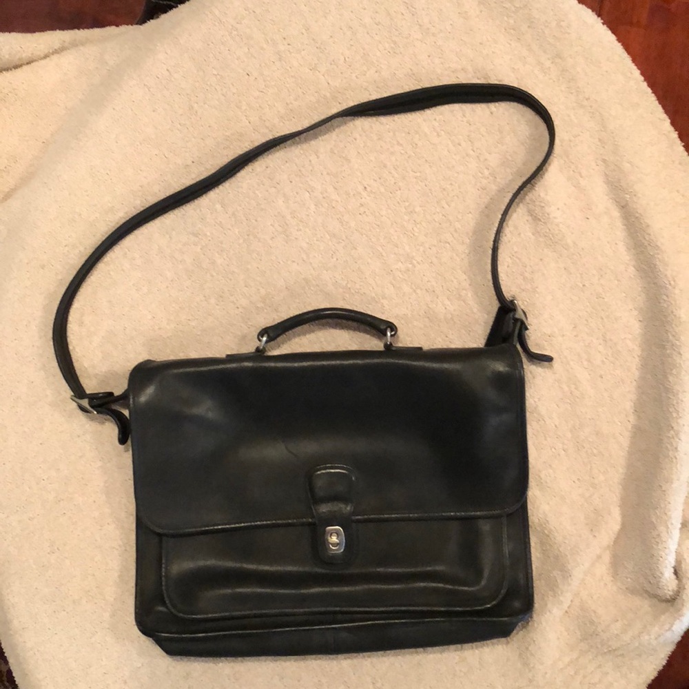Coach black leather briefcase